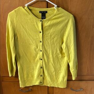 New York & Company Yellow Cardigan Sweater